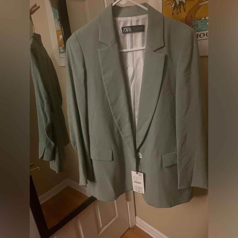 Oversized sage Zara Blazer new with tags NWT